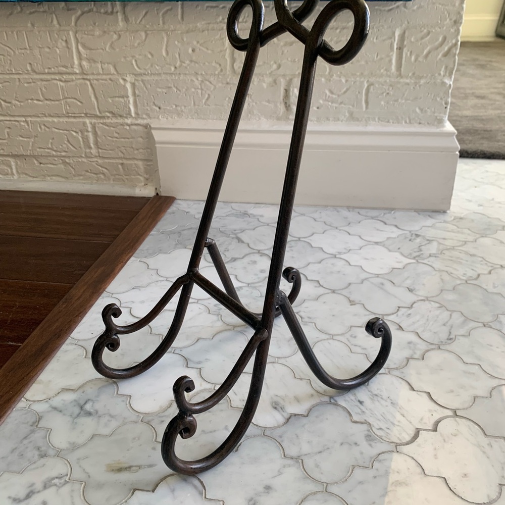 Ornate Wrought Iron Bronze Easel Vintage Frame/Book Holder 14.25x9.75x5.7 in - Picture 3 of 6